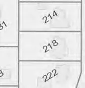 Map detail showing lots 214, 218, 222