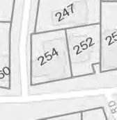 Map detail showing lots 247, 252, 254