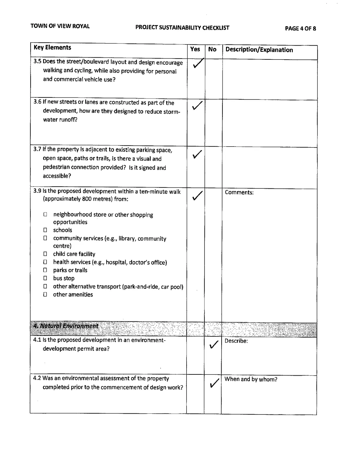 Town of View Royal Project Sustainability Checklist, Page 4