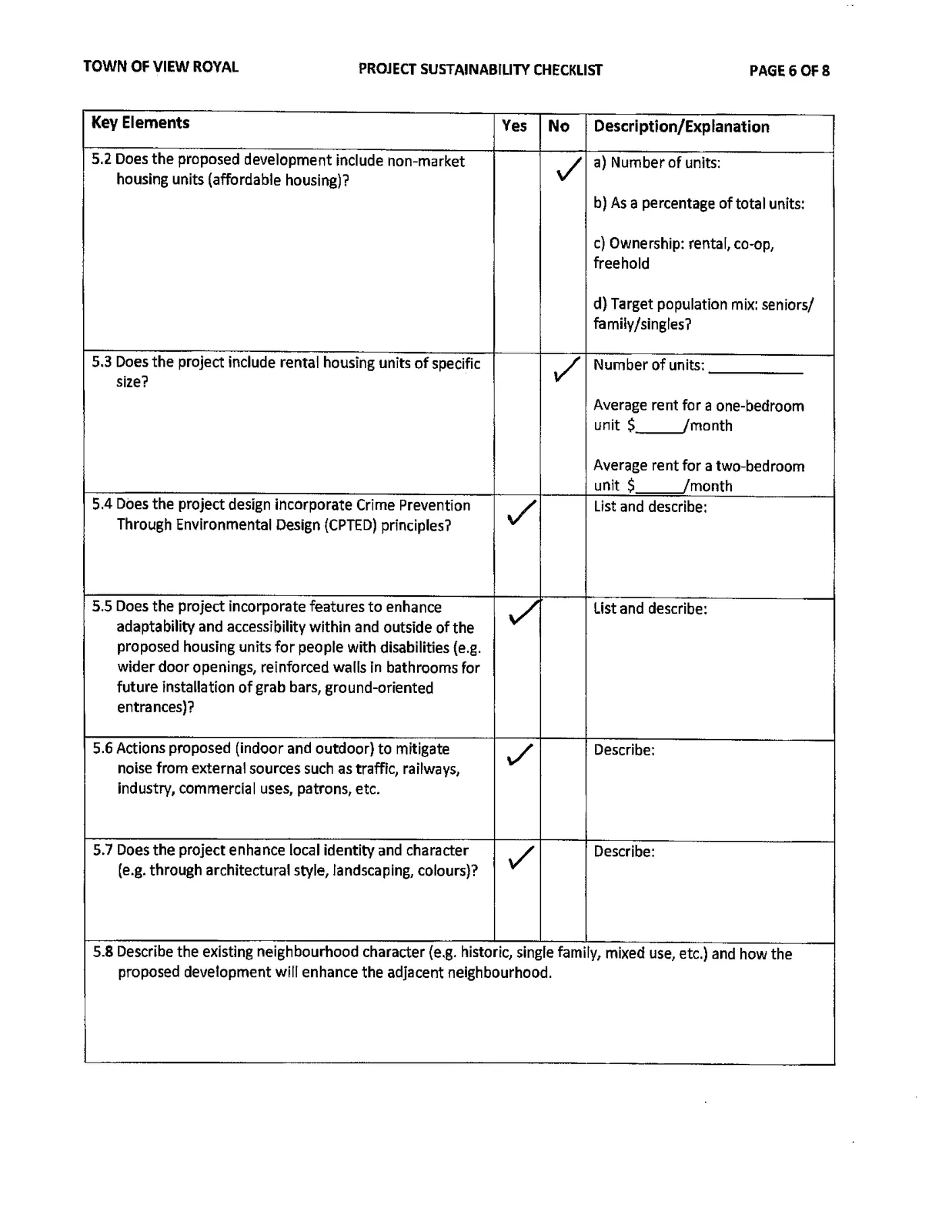 Town of View Royal Project Sustainability Checklist, Page 6