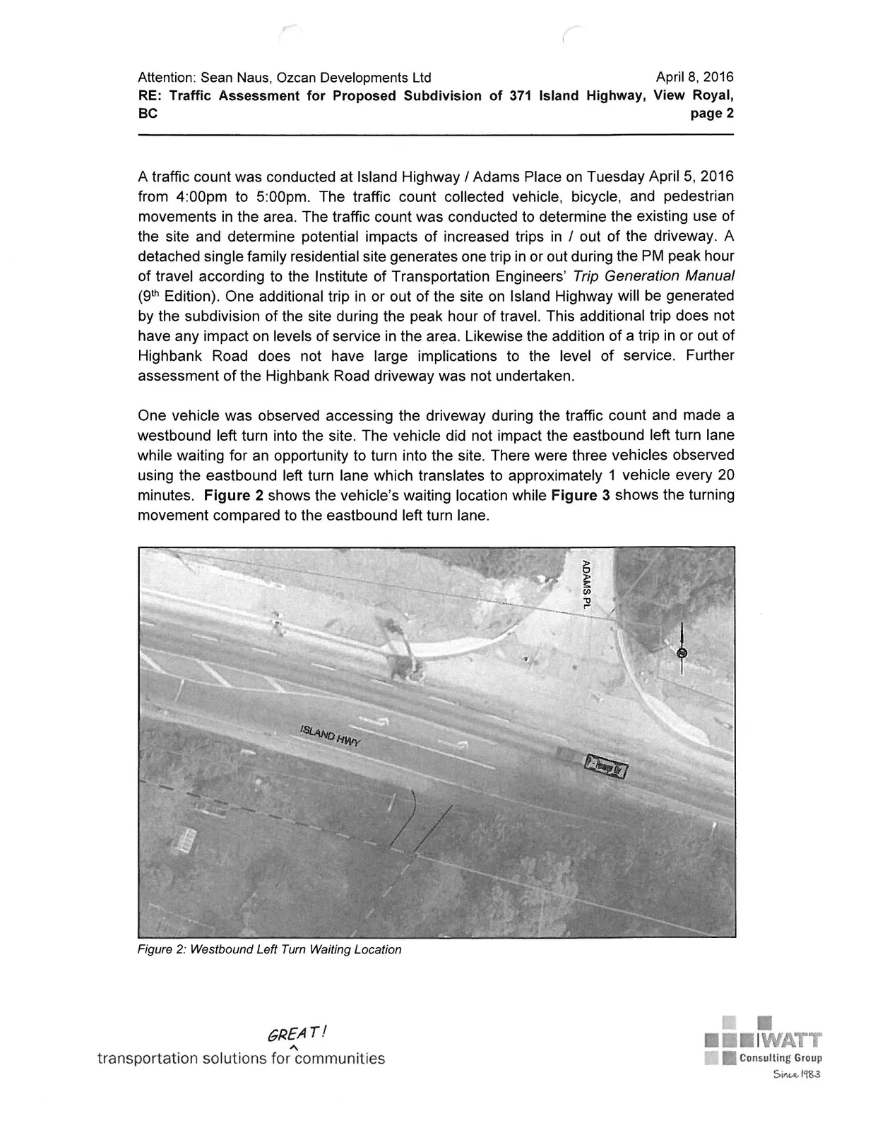 Figure 2: Westbound Left Turn Waiting Location