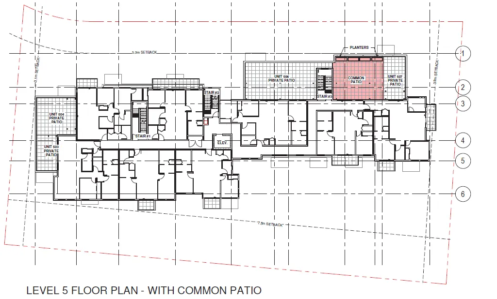 Figure 2. Common Deck on Level 5 as proposed (see Plan A-323 in Attachment 3)