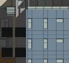 Cross section through the condo units and underground parking