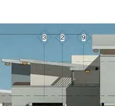 Aerial site map showing the original four-patio configuration