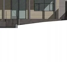Detail of upper level windows and roofline