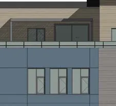 Detail of top floor architectural features