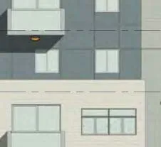 Detail of residential unit movement to North facade