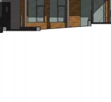 Detail of upper level facade treatments