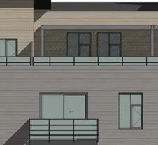 Detail of lower level exterior finishes