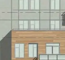 Detail of amenity room window addition