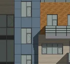 Detail of upper level fenestration