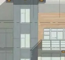 Detail of building corner and window placement
