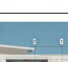 Detail of top floor architectural elements