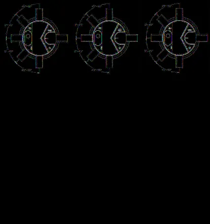 Diagrams showing top-down views of Stormceptor inlet and outlet pipe configurations with varying angles