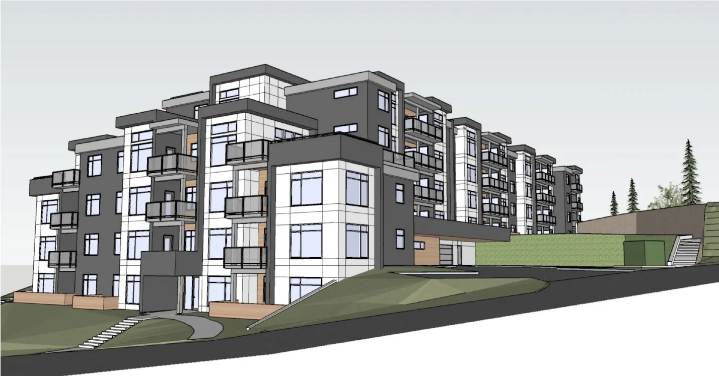Figure 2. View from Erskine Lane at driveway entrance rendering