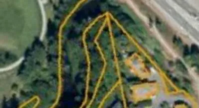 Detail view of the highway overpass and interchange at Helmcken Road.