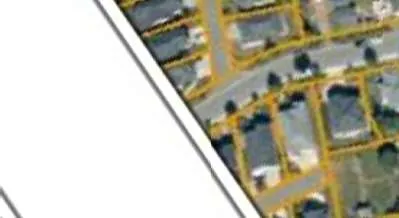 Detail view of the residential neighborhood to the southwest of the development site.