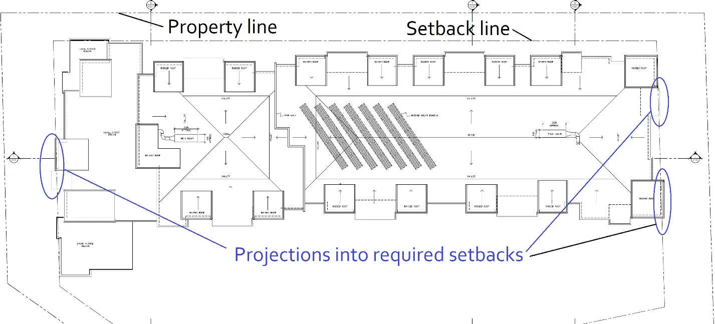 Perspective view from Erskine Lane highlighting entry wall and balcony support columns
