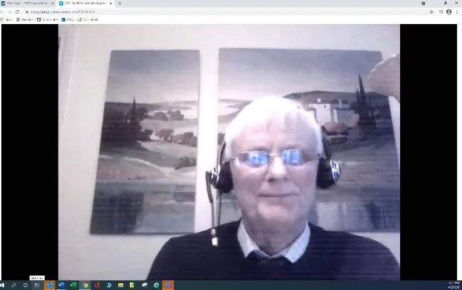 Webcast view of a virtual attendee speaking