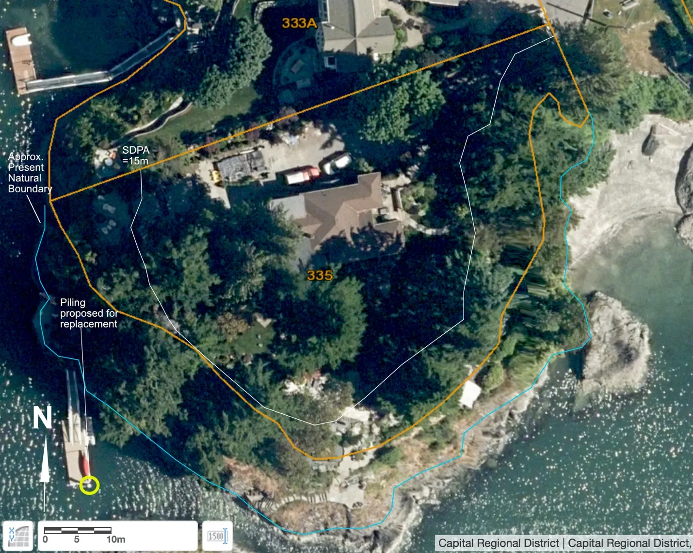 Airphoto showing location of proposed piling for replacement