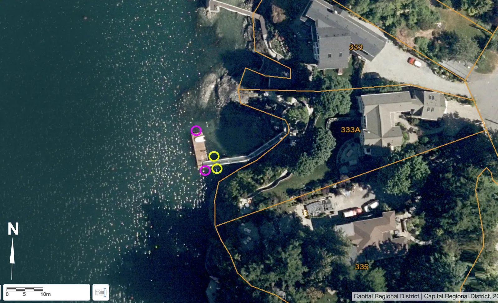 Airphoto showing location of proposed pilings