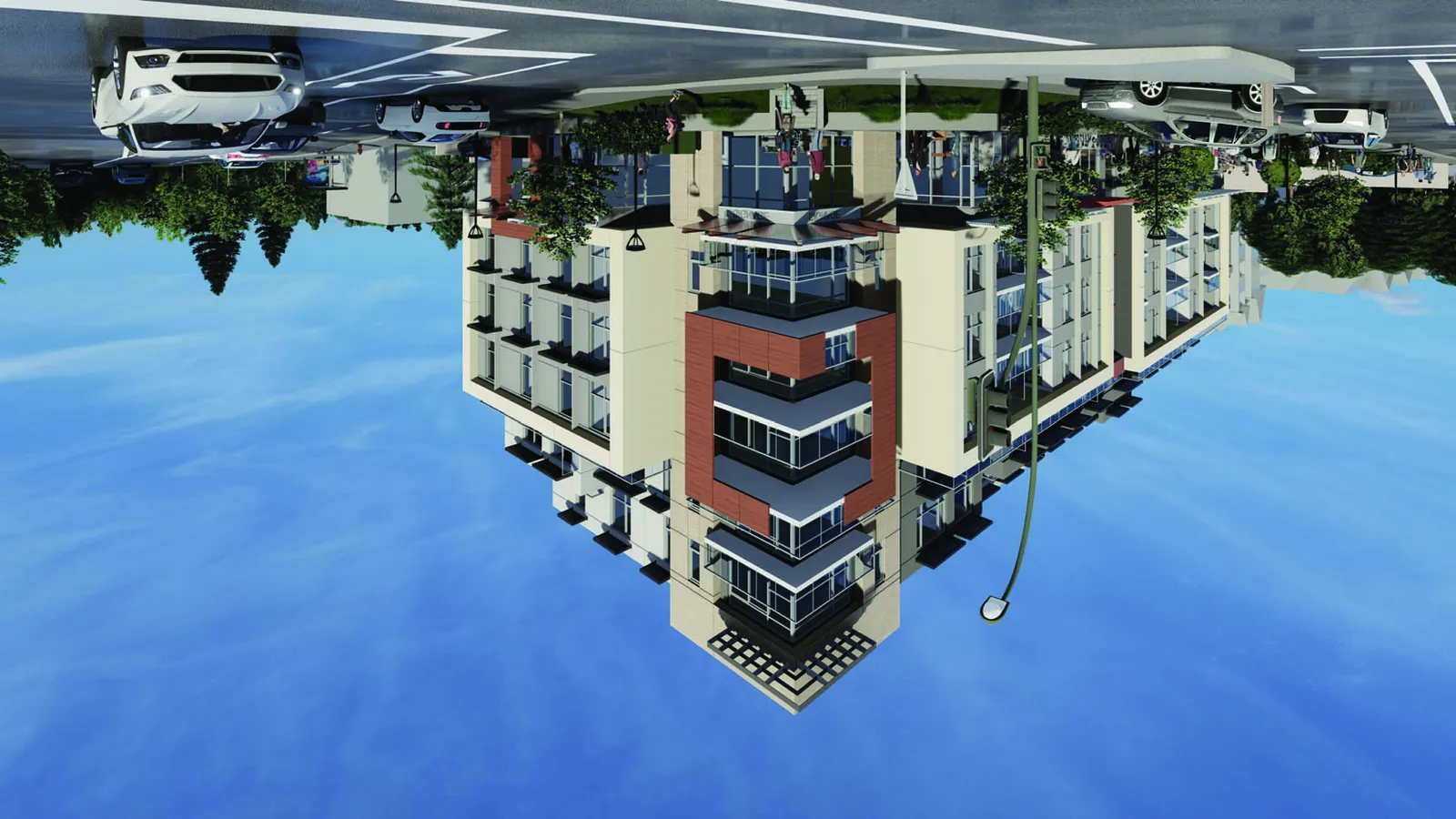 Perspective rendering from the street corner intersection