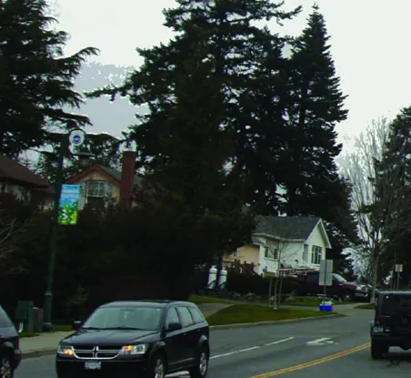 Existing streetscape along Helmcken Road