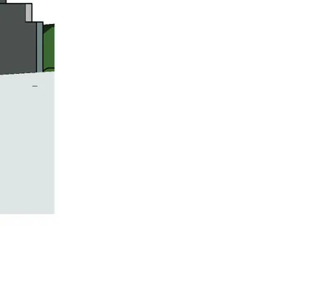 Architectural rendering detail of street-level storefronts and cafe area