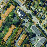Aerial key plan showing the site location at the corner of Helmcken Road and Old Island Highway
