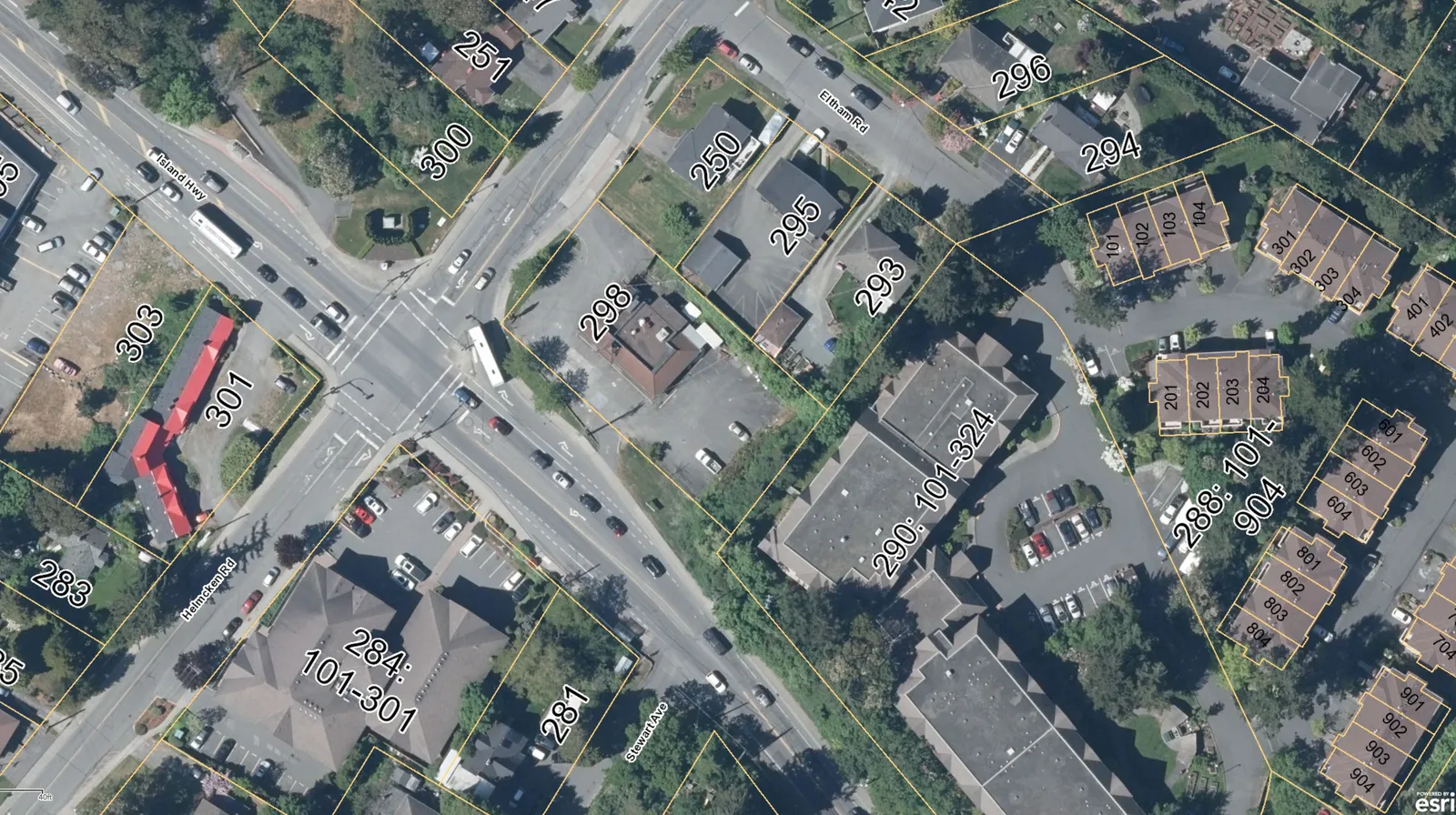 Annotated landscape plan showing building canopy overhangs and use of plaza space