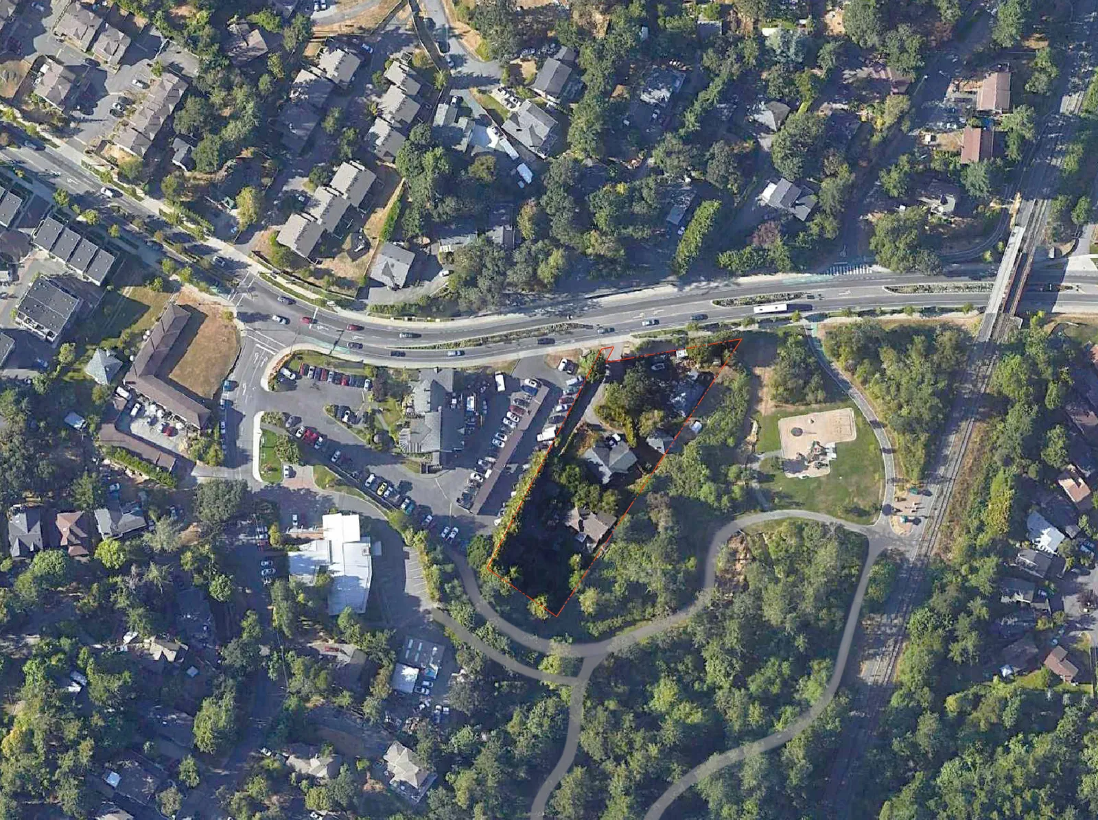 Aerial map showing the project site in context with Portage Park and the surrounding neighborhood