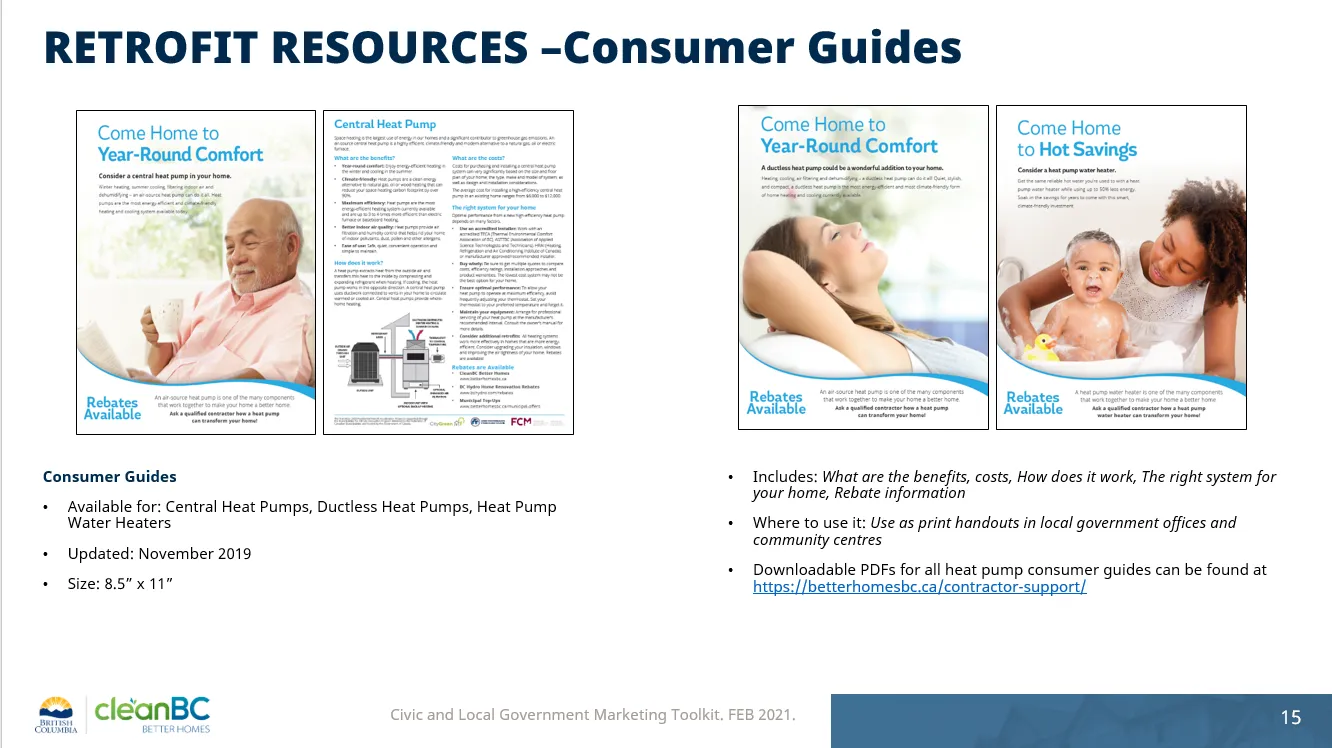 Brochure covers for retrofit resources and consumer guides