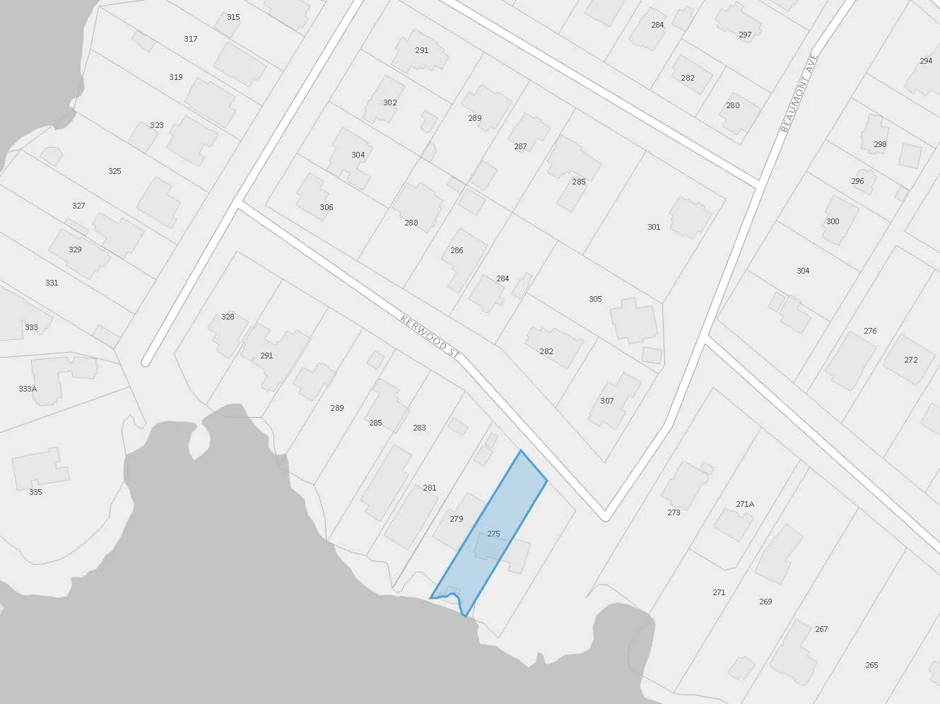 map of 275 Kerwood St and surrounding properties