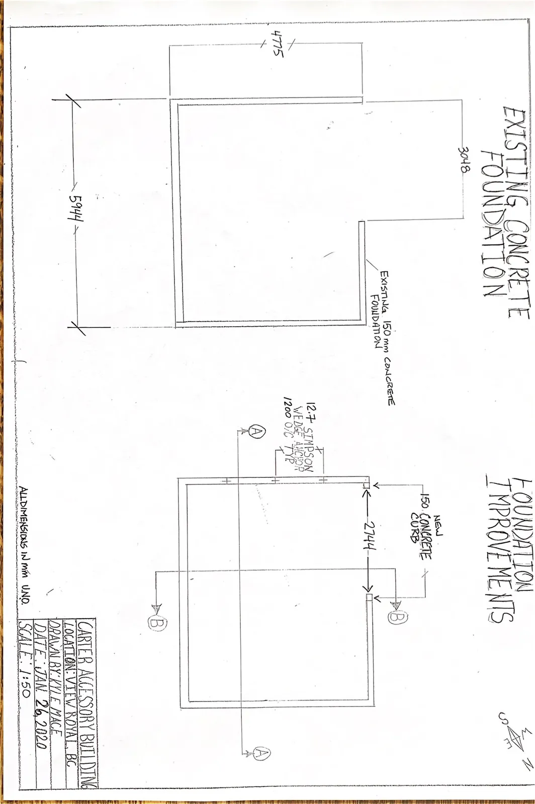 Existing Concrete Foundation and Foundation Improvements Plan