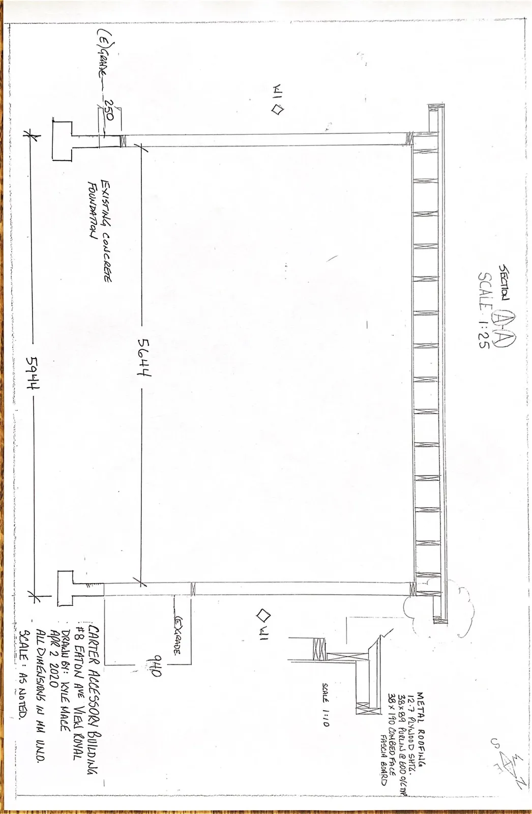 Section A-A cross-section through building
