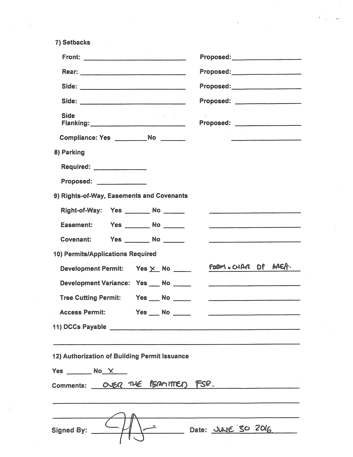 Building Permit Assessment Form page 2