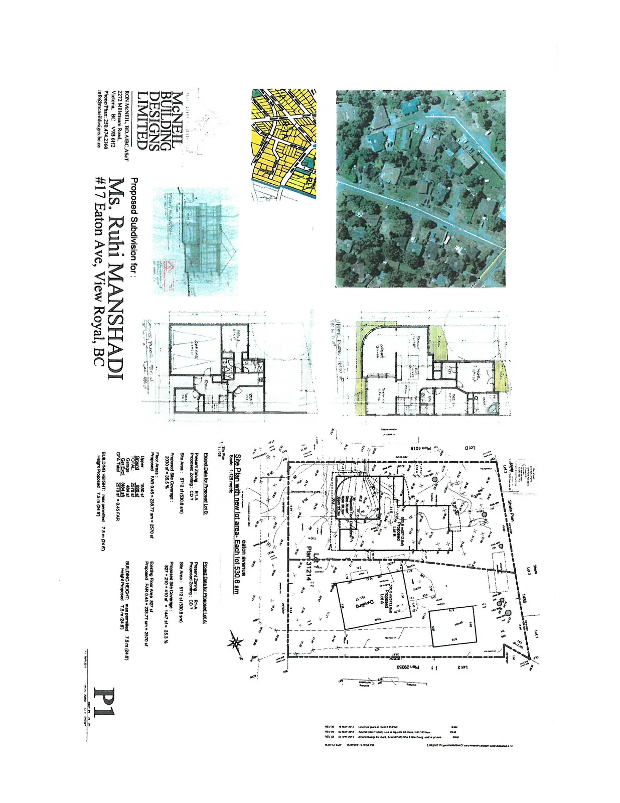 Location map and aerial photograph collage showing the site at 17 Eaton Ave and the surrounding neighborhood