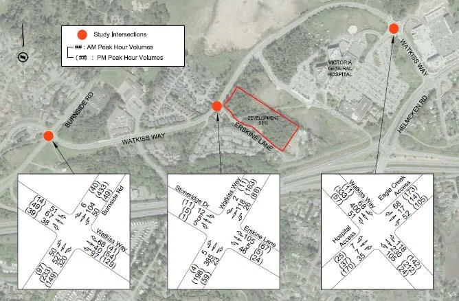 Figure 13: 2022 Post Development Volumes map with intersection diagrams