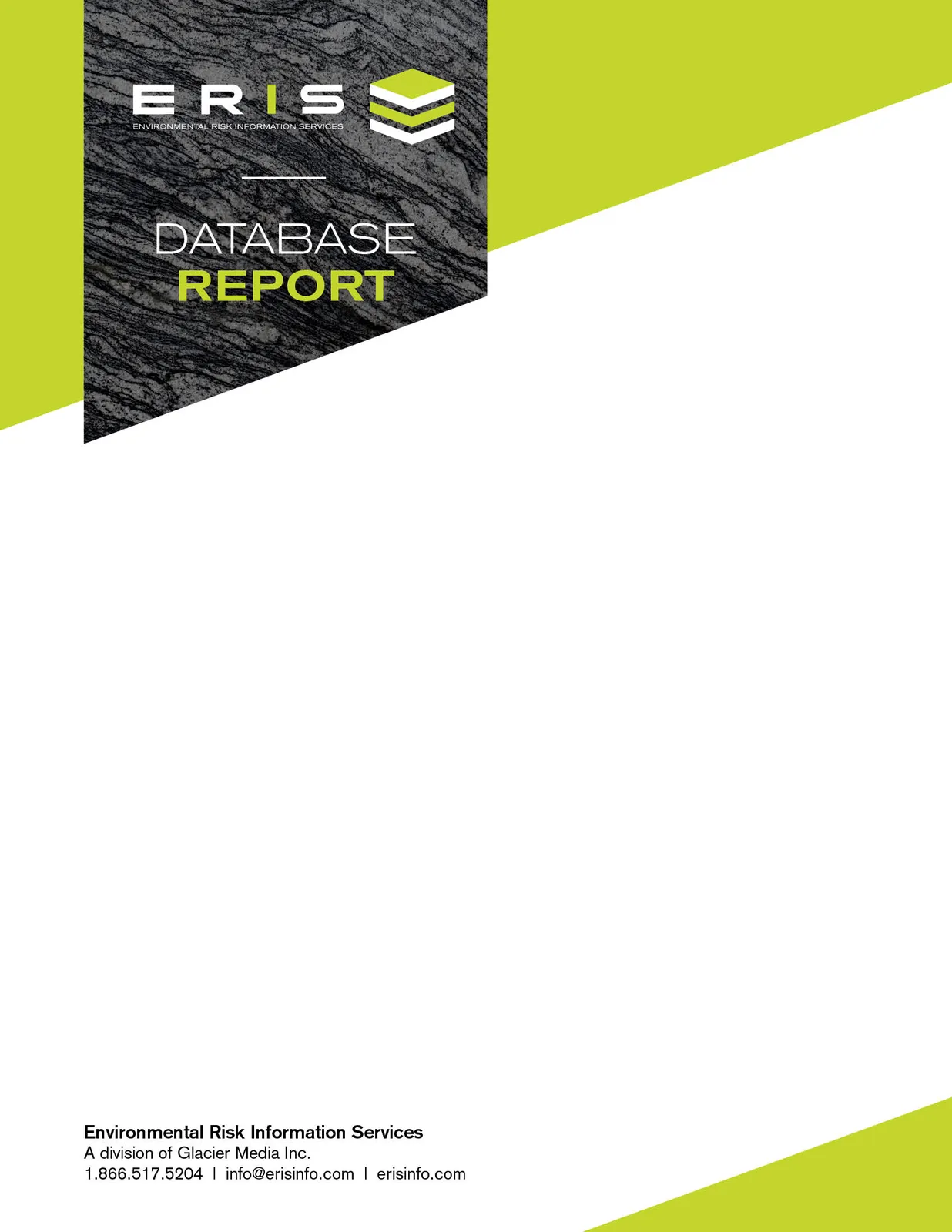 ERIS Database Report cover page