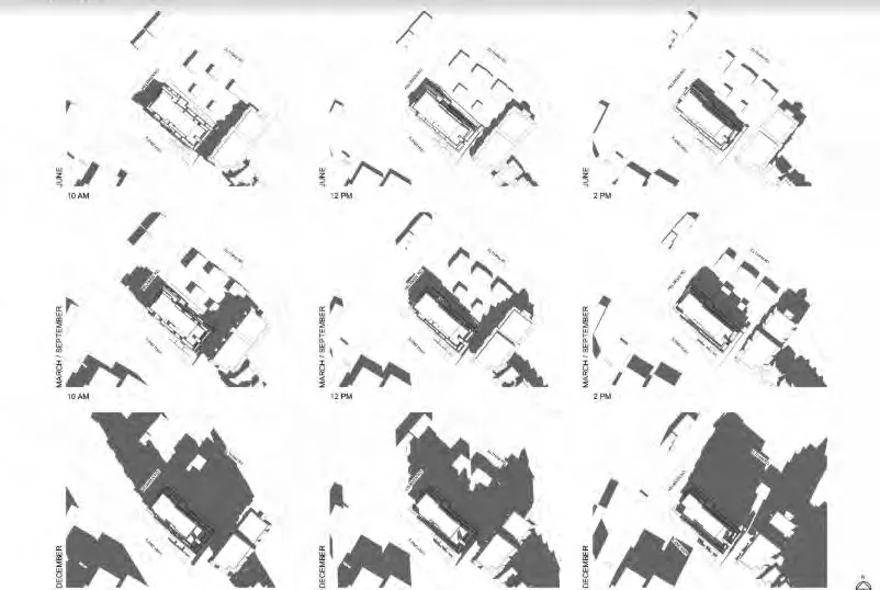 Context elevation diagram along Island Highway showing the building's height and profile relative to adjacent properties