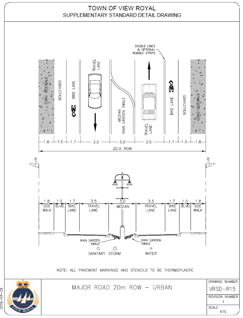 Site plan for the subject property showing building footprint, access ramps, and landscaping