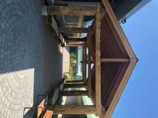 Paved courtyard of the former facility