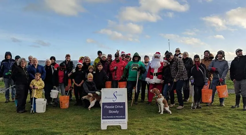 Group of volunteers for the Island View Beach Clean-up and Forage Fish Egg Beach Survey on Dec 15