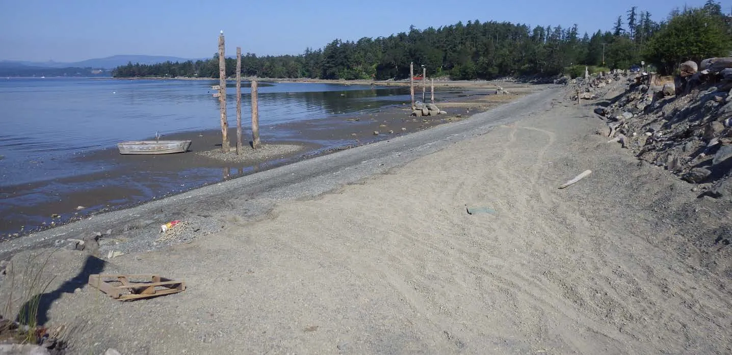 Pat Bay Beach on June 25, 2014, showing construction activity