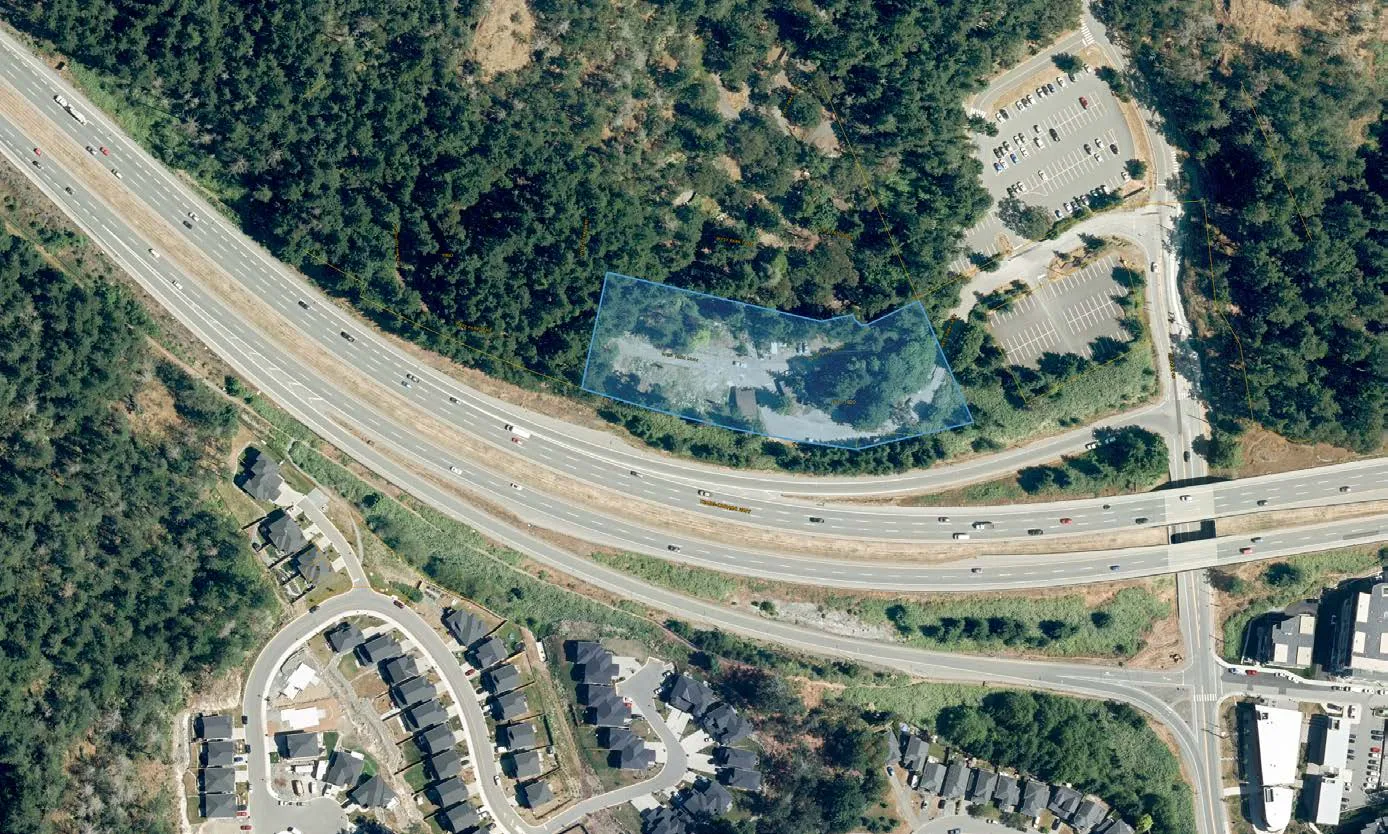 Aerial map showing the property location at 1910 West Park Lane highlighted in blue adjacent to the highway