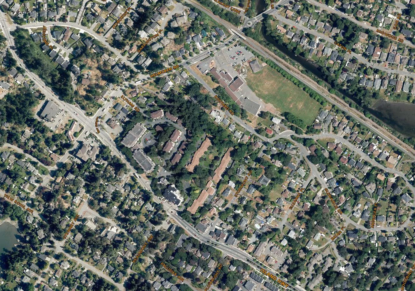 Aerial view highlighting the project location and the nearby Pheasant Lane roundabout