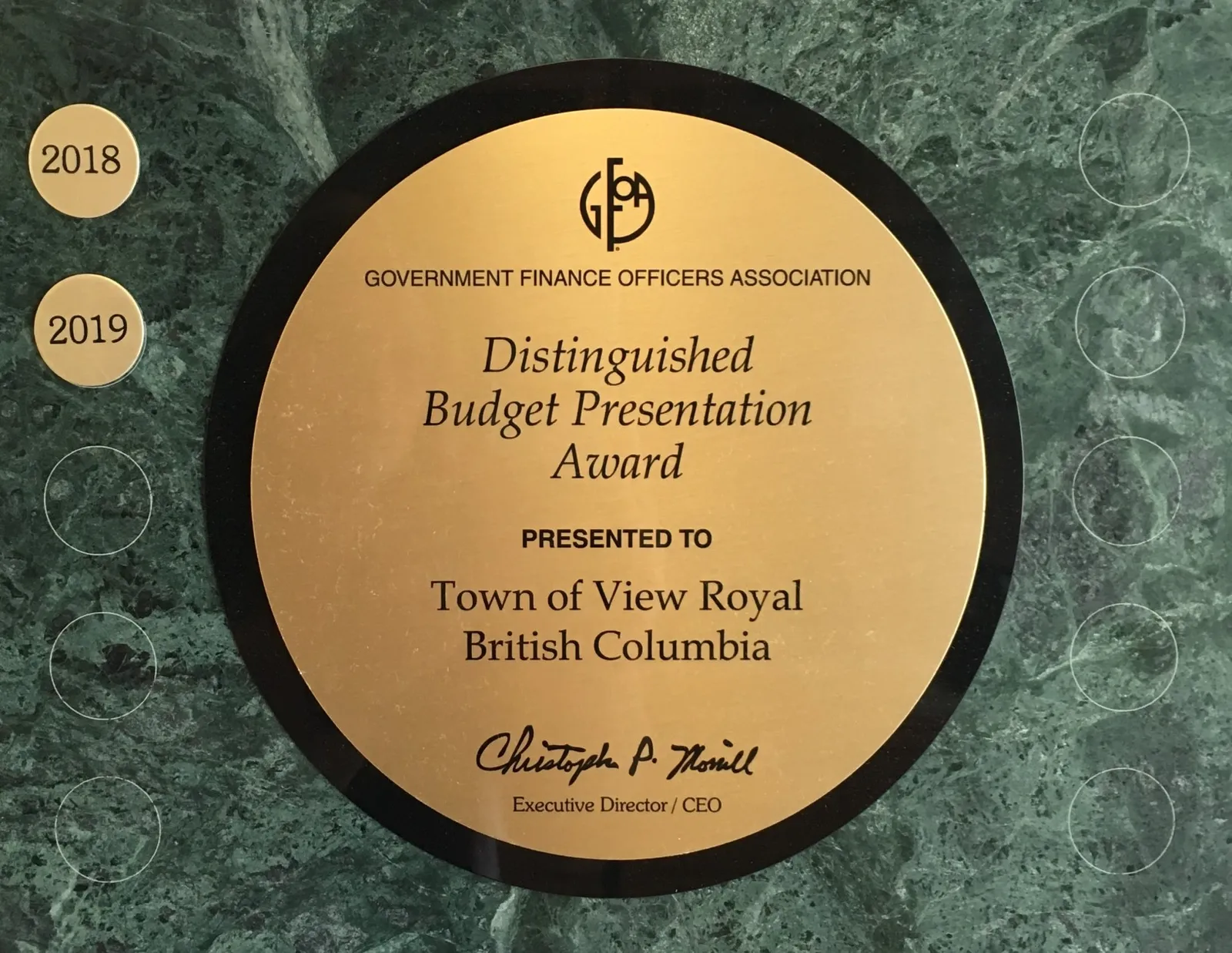 GFOA Distinguished Budget Award