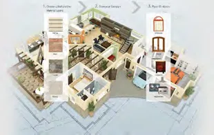 3D floor plan layout diagram