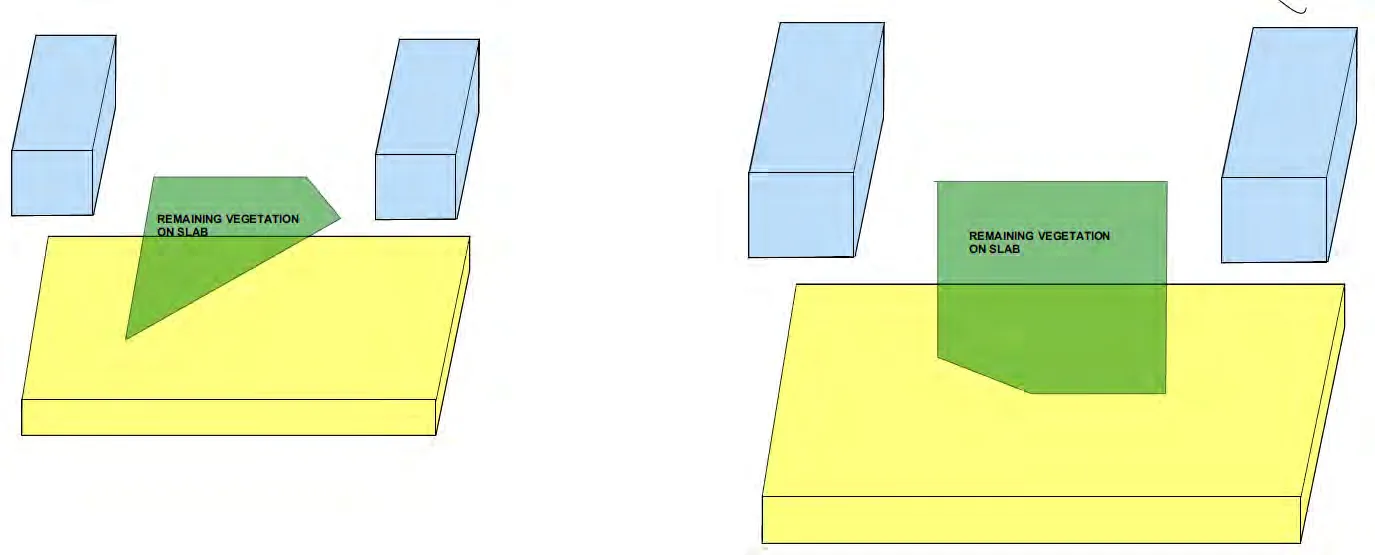 Detail diagrams of remaining vegetation on parkade slabs