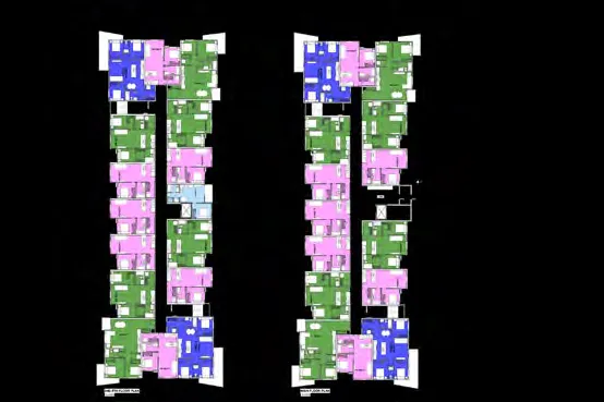 Detailed architectural floor plans for apartment units